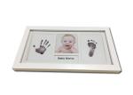White Newborn Baby Hand And Footprint Photo Frame Inkless With Picture Name