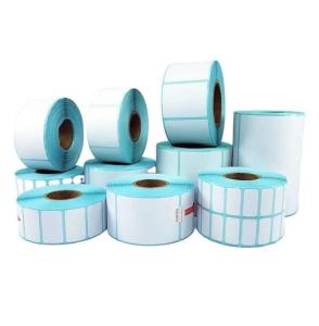 China Blue Color Glassine Liner Customized Adhesive Thermal Sticker Scale Sticker Blank Thermal Sticker wholesale