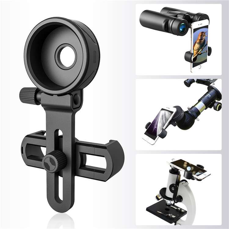 Black Cell Phone Spotting Scope Adapter For Telescope Binoculars Monocular