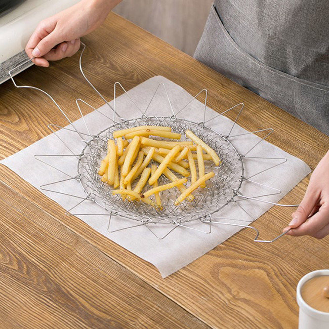 Foldable Chef Basket / French Fry Basket Durable Stainless Steel 304 Made