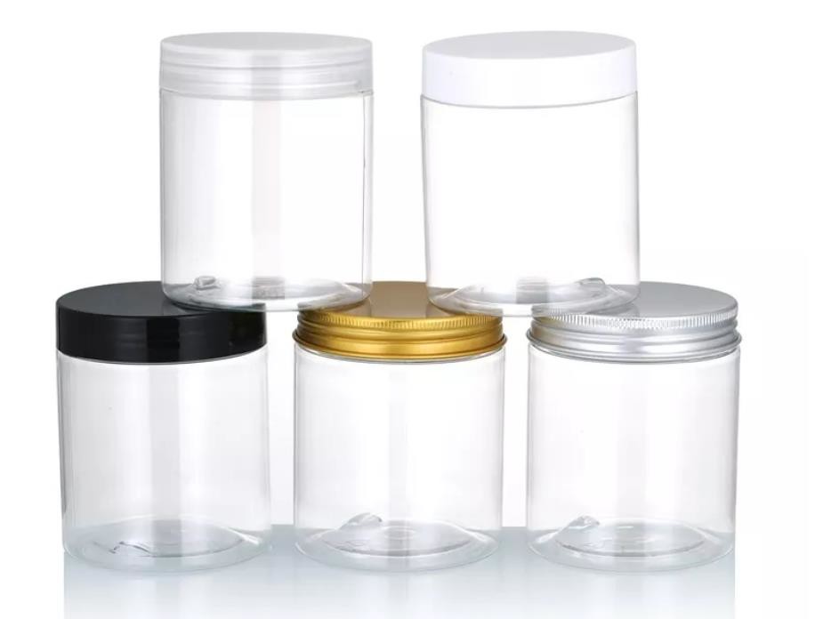 30ml 80ml 100ml 120ml 150ml Clear PET Plastic Jar With Black Lid Food Grade