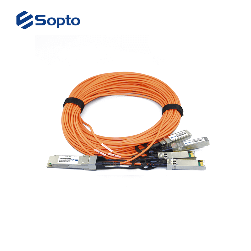 High Speed AOC Optical Fiber Cables 40G QSFP+ To 4 SFP+ 20M