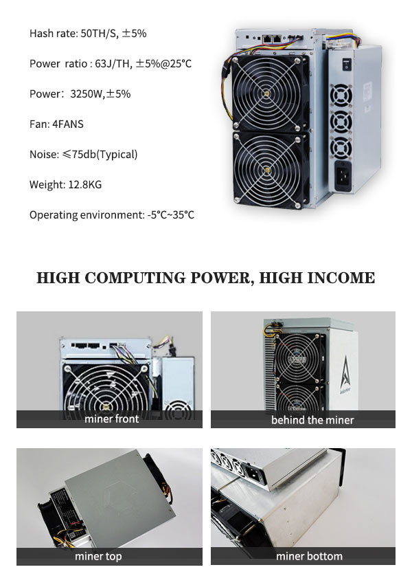 A1066 50T Canaan Avalon Miner 63J/T Encrypted Intelligent Algorithm