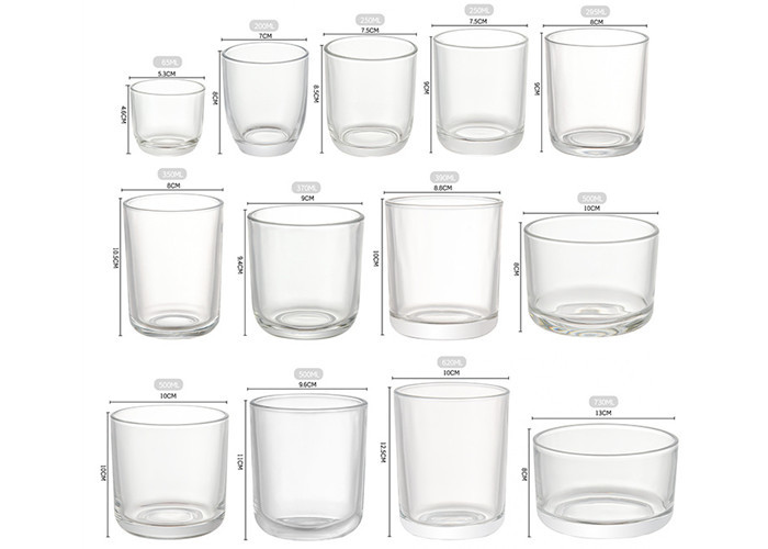 U Shape 4oz 6oz 8oz 10oz 12oz Empty Clear Scented Glass Candle Jars with Wooden Lid