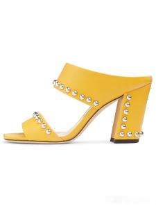 China Lambskin ODM Women High Heeled Shoes With Metallic Dome Embellishments wholesale