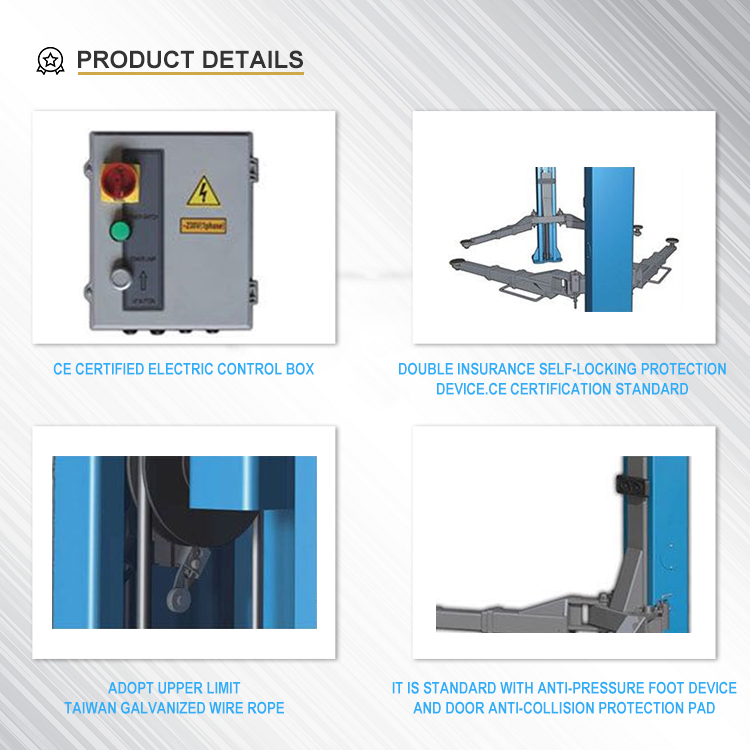 Two Post Car Lift Ce Safety Approved For Home Garage Equipment Simple Manual Control