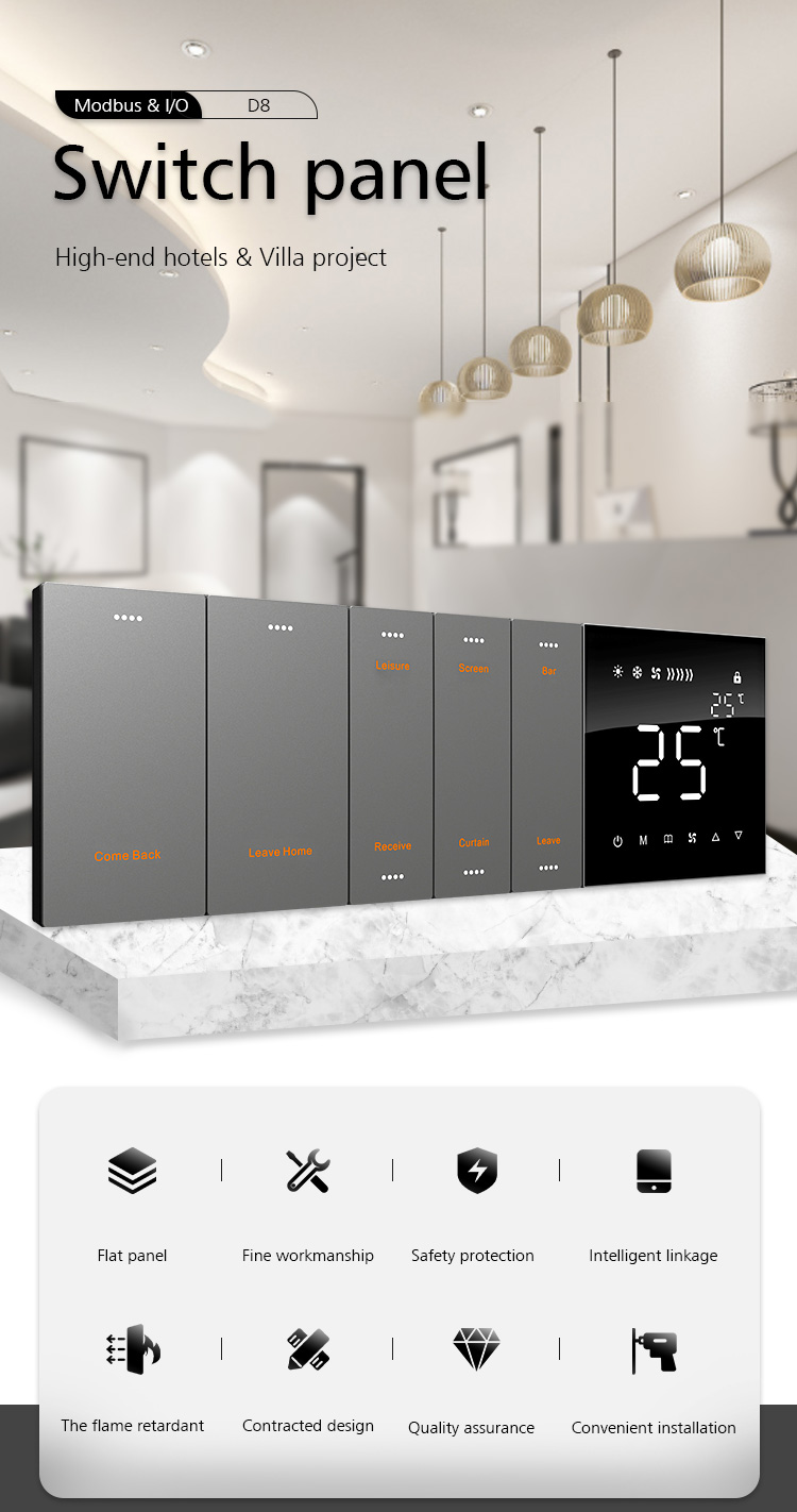 Smart RS485 Programmable Wall Switch Digital Push Button Tact Switch