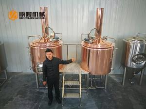 China Durable 2 Vessel Brewing System 5HL Red Copper Brewhouse For Brew Pub wholesale