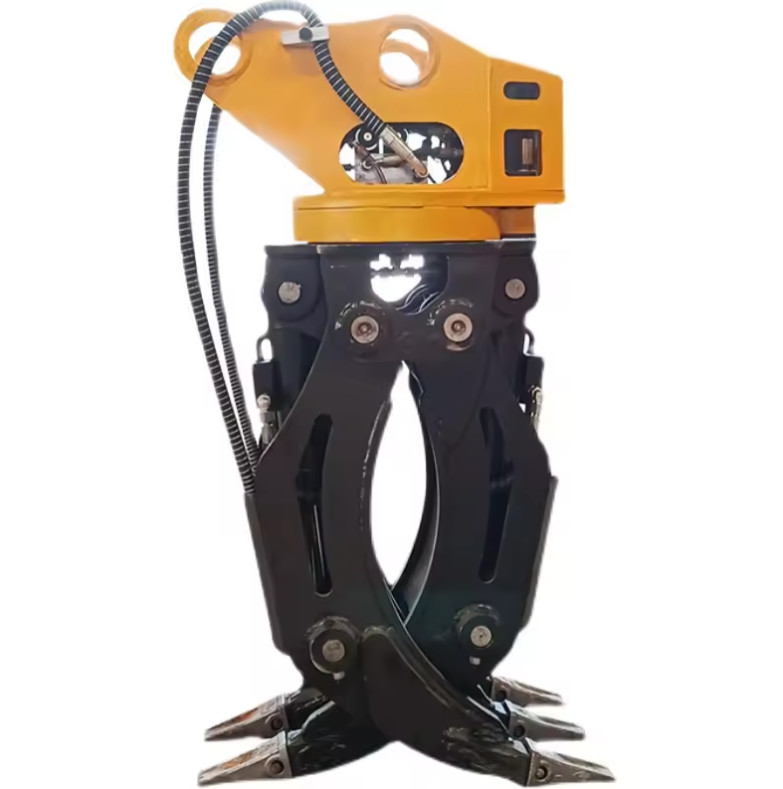 Forestry Construction Machinery Equipment Rotary Excavator Attachment Double Cylinder Timber Log Grapple