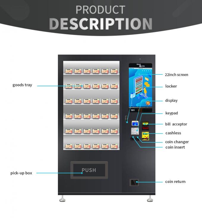 Public Convenient Breakfast Food Sandwich Custom Vending Machine With Microwave