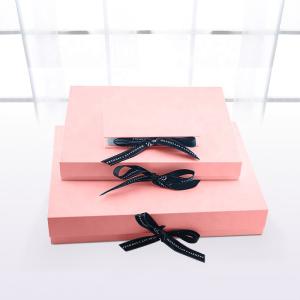 China Book Shape Debossing Magnetic Garment Packaging Boxes With Ribbon wholesale