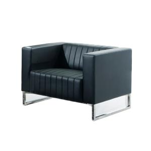 China Comfortable Single Leather Sofa Black Sponge Material Metal Leg wholesale