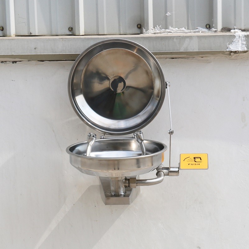 Wall-mounted type stainless steel cover eye washer, eye wash station, auto open eye wash station