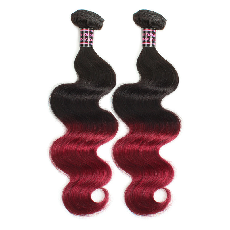 Fashionable Colored Two Tone Hair Weave Body Wave Human Hair Weft Extensions