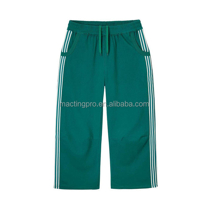 Custom Mens Sweatpants with Customized Labels Wide Leg Track Pants and Side Stripes