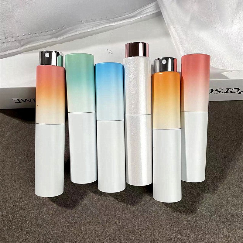 Aluminum Collar 5ml 8ml 10ml Mini Empty Sample Vials Glass Spray Perfume Bottle with Glass Laser Engraved Surface and Box