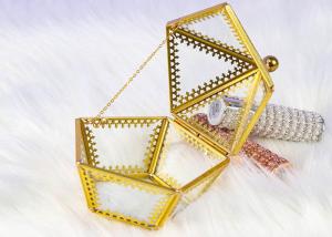 China Five side Clamshell Copper Edge Glass artifact Jewelry cosmetics gift package Storage box Yiwu wholesale wholesale