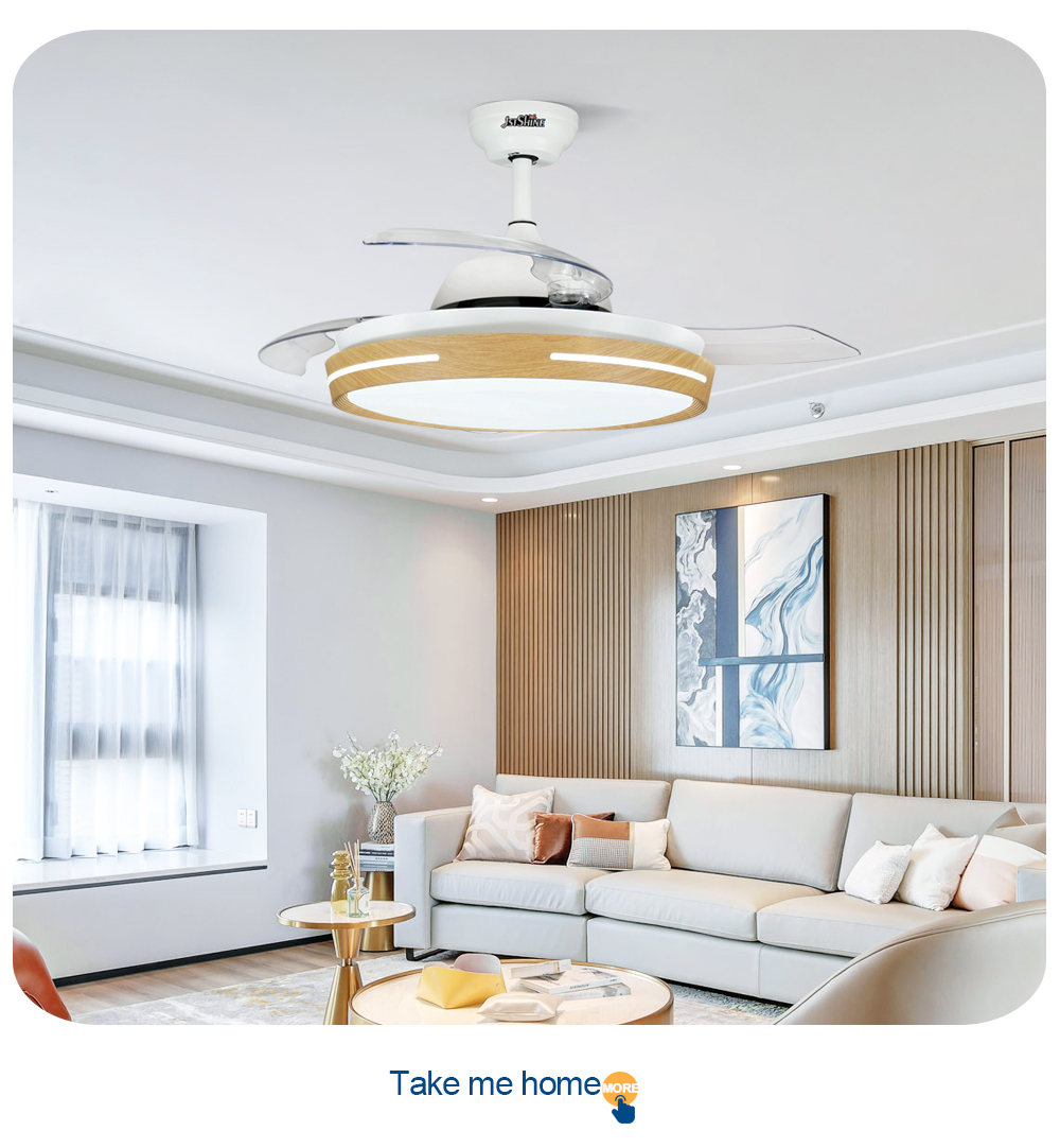 Metal Acrylic 42 Inch Ceiling Fan Light with Pure Copper Motor and Remote Control