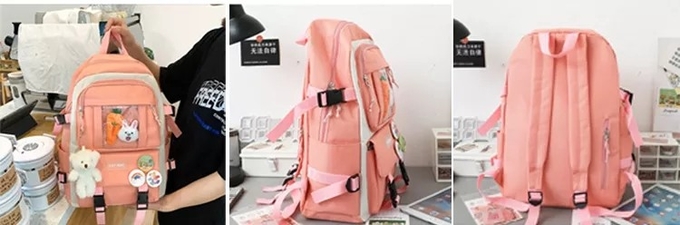 1.41 Inch Pink School Backpack Sets Girls Boys 5pc Backpack Set