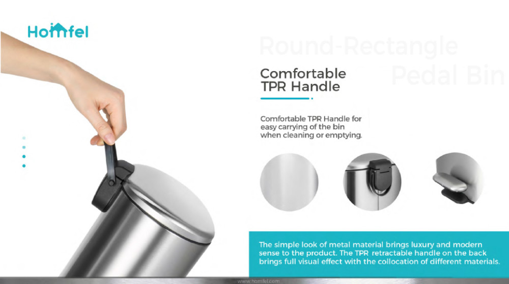 rounded rectangle trash can Stainless Steel Rolling Cover Step Pedal Trash Bin for kitche bathroom Office 6L 12L 30L 50L