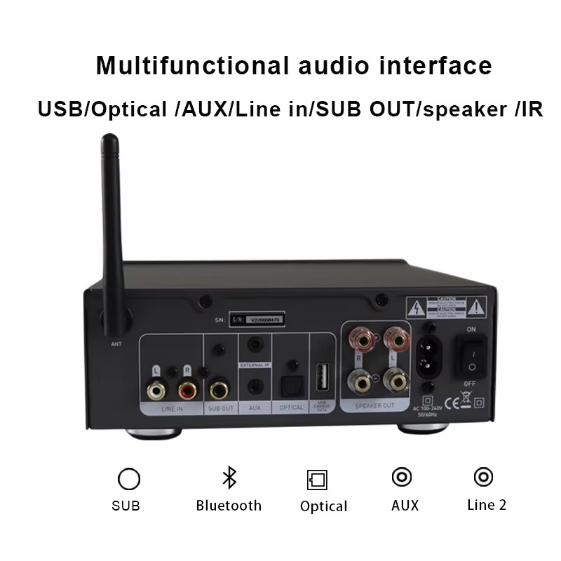 OEM Wireless Audio Power Amplifier Audio Power Amp Bluetooth Amplifier with HDMI Optical Input