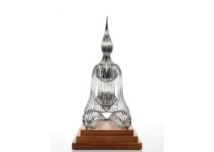 China Seated Figure Stainless Steel Abstract Sculpture Contemporary Wire Sculpture wholesale