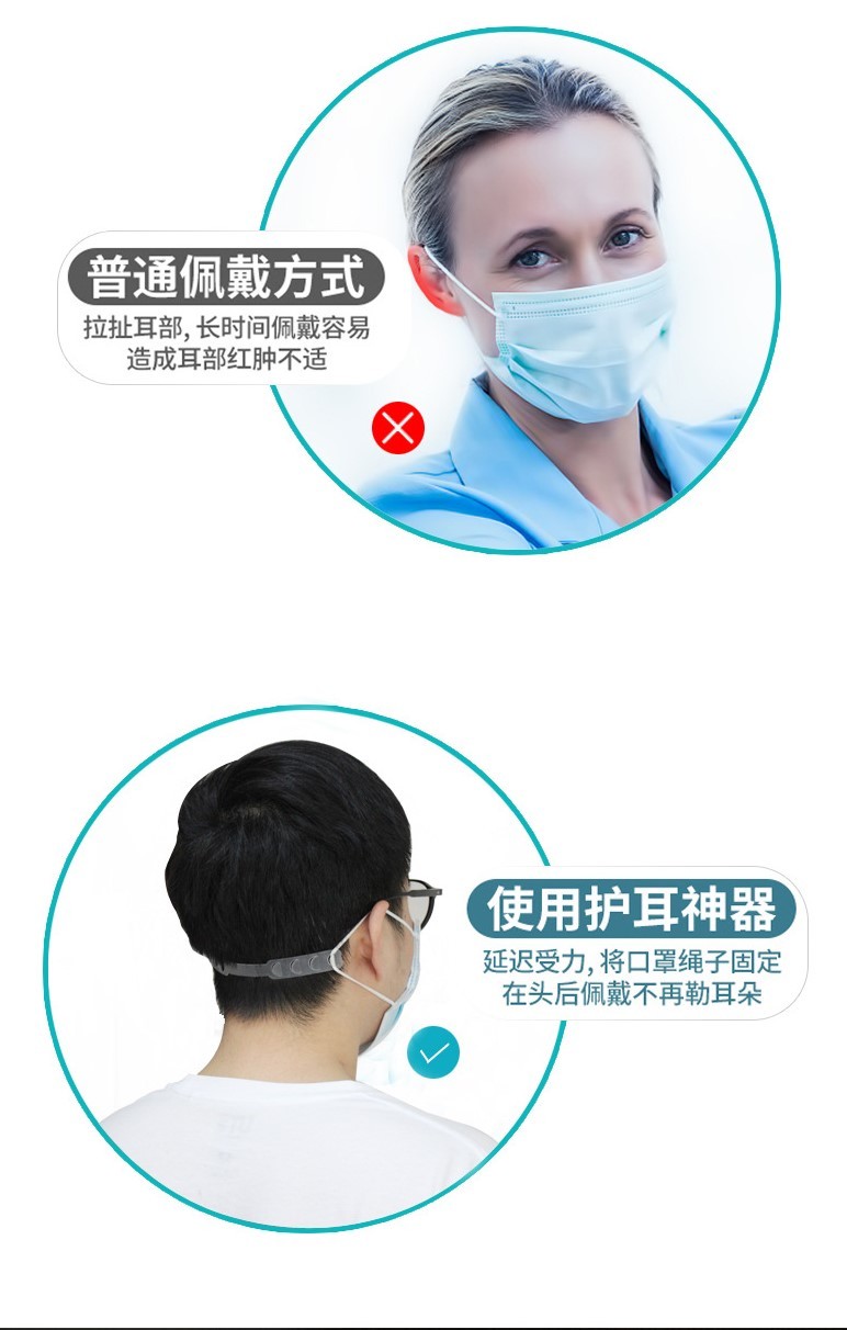 Wholesale high quality adjustable silicon anti slip facemask hooks Relax Ear hook