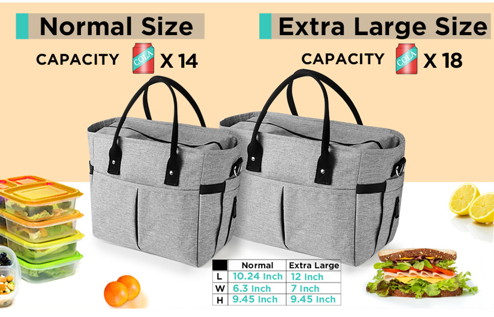 Fashion Lunch Tote Bag with Detachable Shoulder Strap for Women
