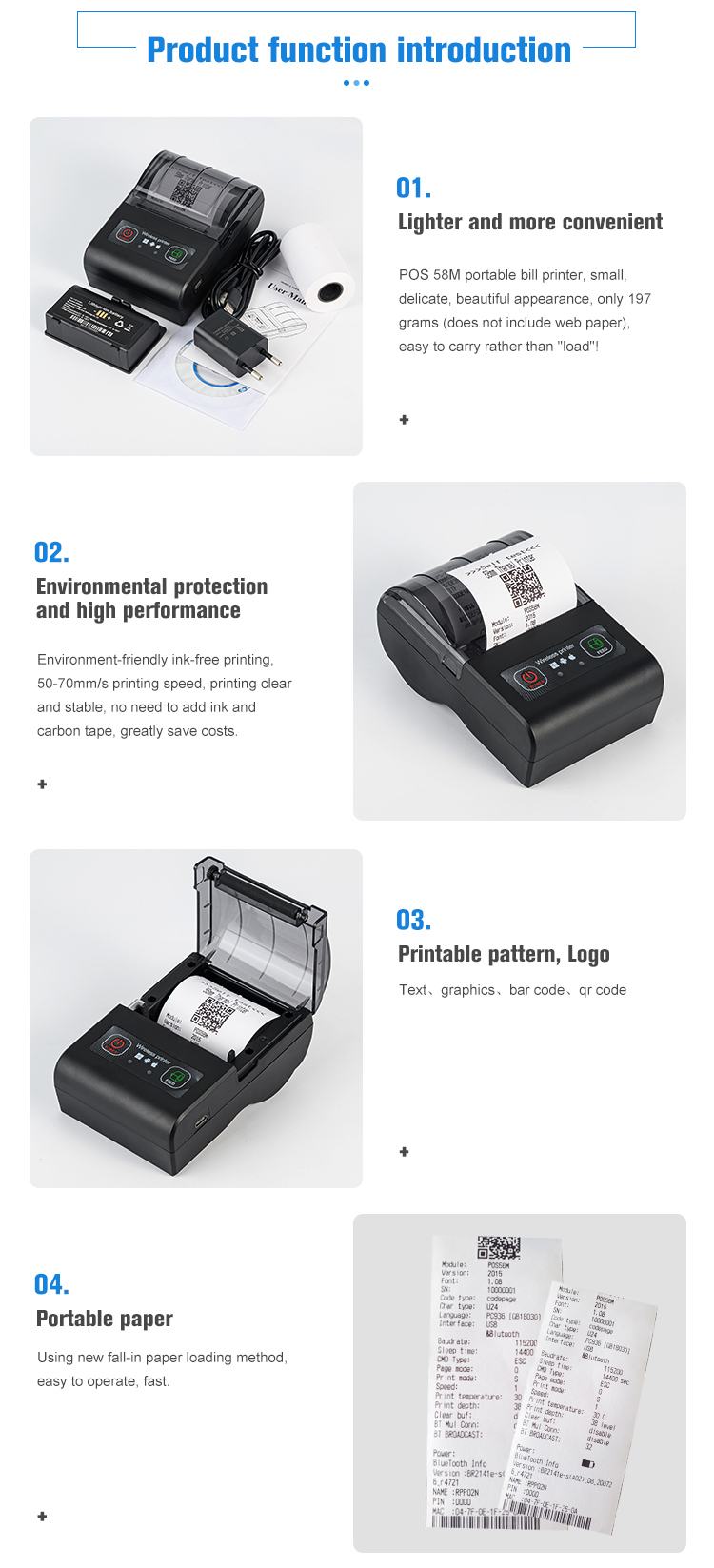 Stock Products Status Waybill Thermal Bill Size 58Mobile Thermal Printer For Fun