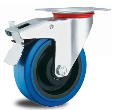 5 Inch Locking Casters Rubber Caster Wheels Wooden Floor 125mm