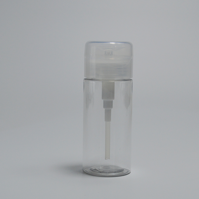 100ml PET Collar Customized Press Push Down Dispenser Bottle for Make Up Remover