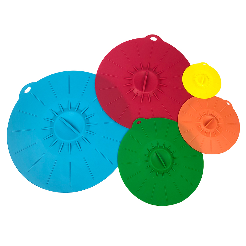 high quality durable colorful custom color size kitchen and household silicone 5 pieces stretch lids