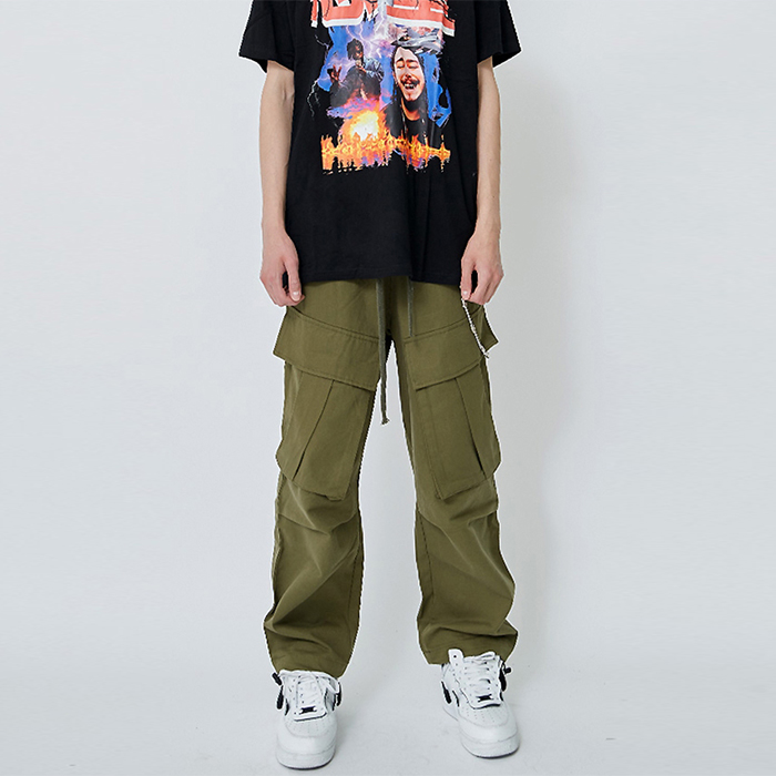 Autumn Mens Leisure Pants / Loose Cargo Trousers Military Style For Men