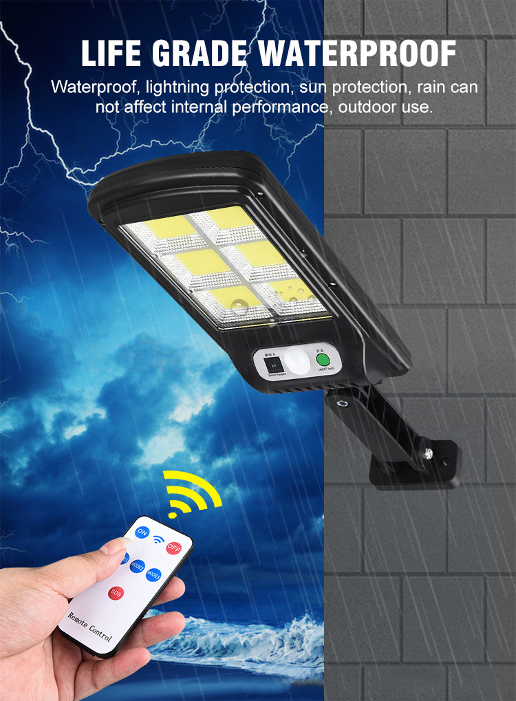 Solar Light 128 COB Large Outdoor Solar Waterproof Street Light Garden Infrared Sensor Motion Sensor Smart Remote Control Light