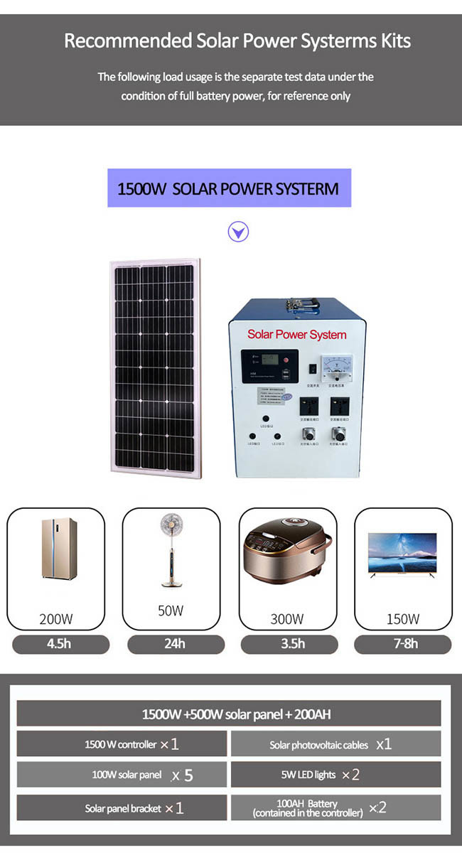 DC Load Portable Solar Energy PV System 135AH 2000W 1000W Easy Install