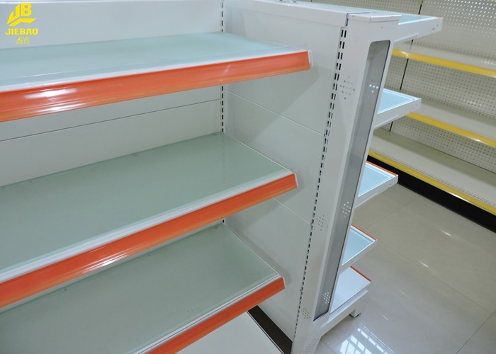 Glass Shelf Supermarket Storage Racks 80x30x2.0mm Columns 2.2mm Brackets