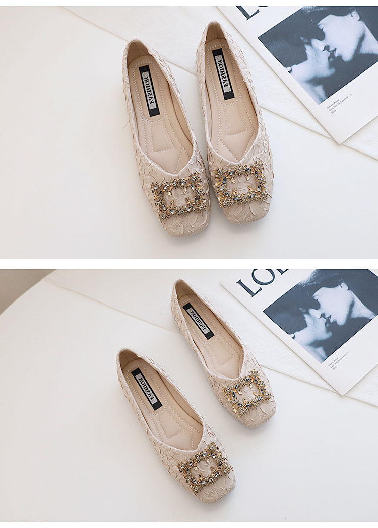 Fairy Style Soft Soled Square Buckle Shoes Spring And Autumn Flat Bottomed