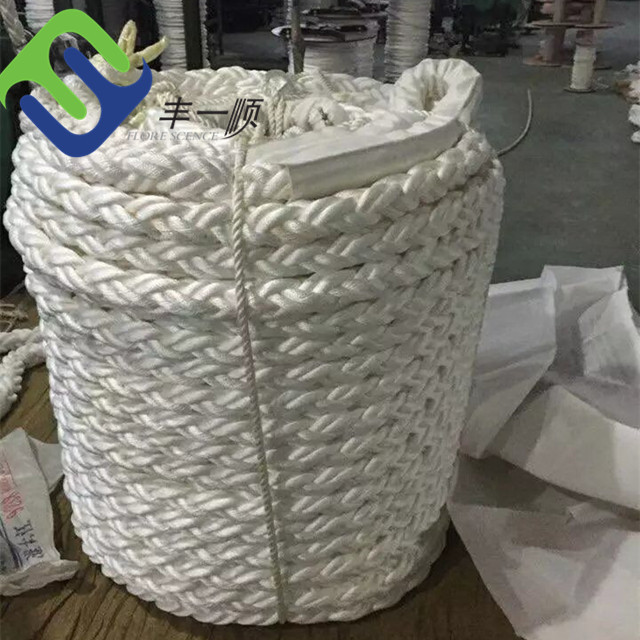 Durable 44mm Polyester 8 Strand Braided Marine Mooring Rope For Towing Ship Vessel