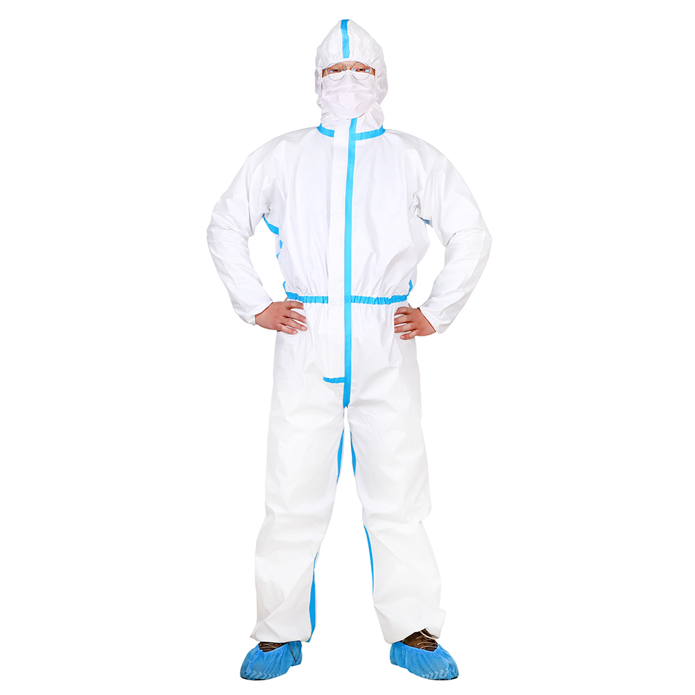 Type 4 Taped White Disposable Coveralls Anti Virus Blood Microbe Liquid Permeation