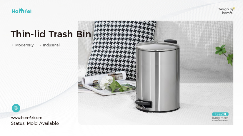 Foot Pedal Structure 3L/5L/12L/20L/30L BSCI Household Pedal Bin Round Stainless Steel Trash Bin With Thin Lid