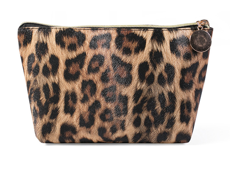Travel Portable Waterproof Leather Leopard Print Cosmetic Bag Storage