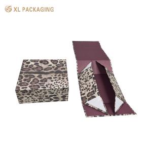 China Wholesale Leopard Print Women Handbag Packaging Boxes Magnetic Folding Paper Box Red Clothing Box For Gifts on sale
