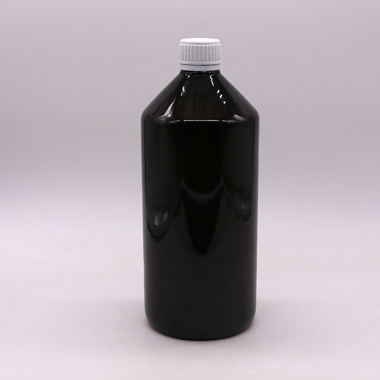 Dark Brown Translucent PET 1000ml Liquid Medicine Bottle with 28mm Tamper Proof Cap