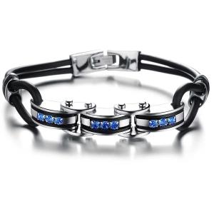China Tagor Stainless Steel Jewelry Super Fashion Silicone Leather Bracelet Bangle TYSR128 wholesale