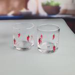 14oz Chili Decorative DOF Glass Heart Shape Water Tumbler Glasses Mexico Rock