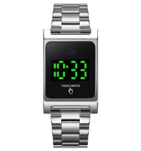 China led watch touch screen 1869 new design touch screen LED watch digital stainless steel band men wrist watches wholesale