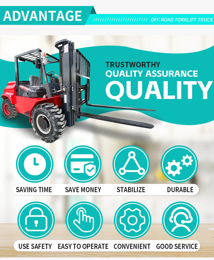 4.5t Off Road Forklift Tires 4 Wheels Off-Road Rough Terrain Forklifts