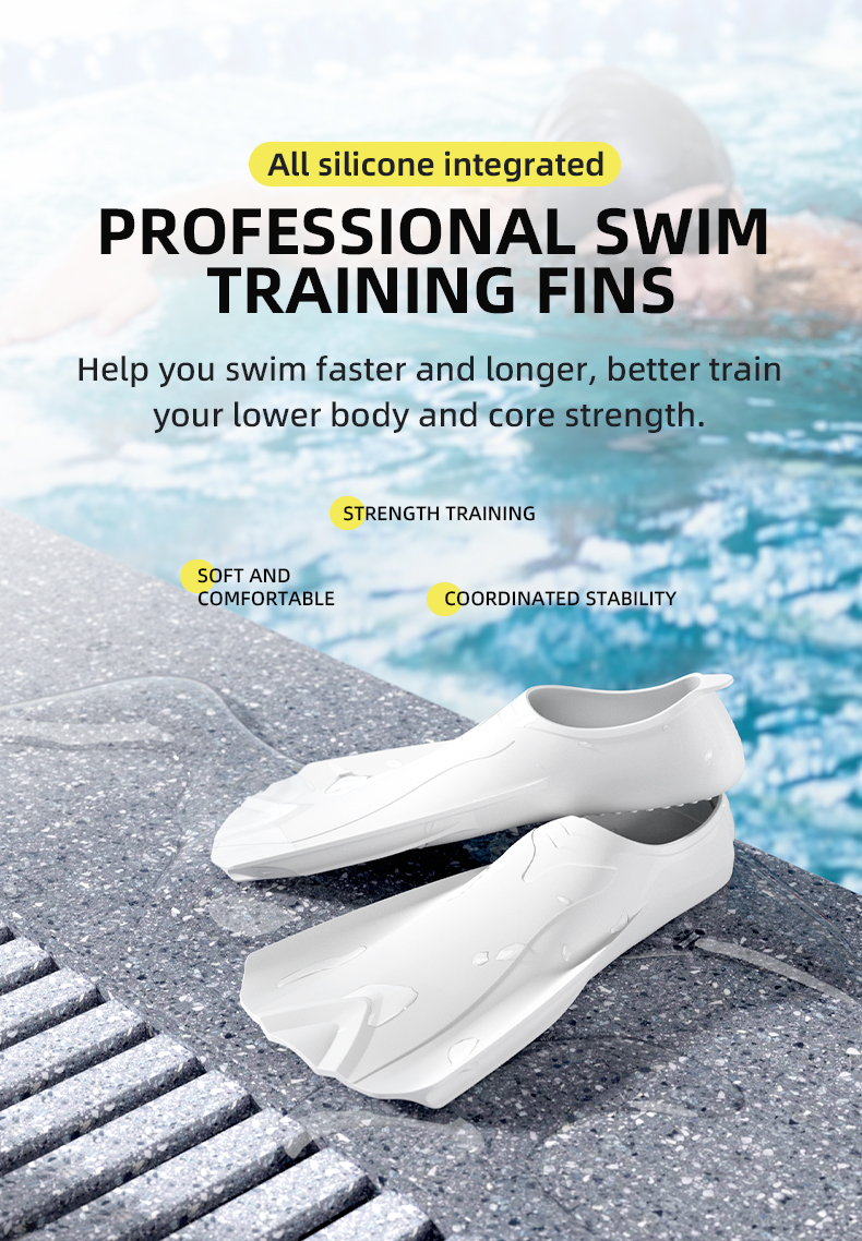 Full Silicone Short Spearfishing Flippers Freediving Fins For Kids Adults Snorkeling