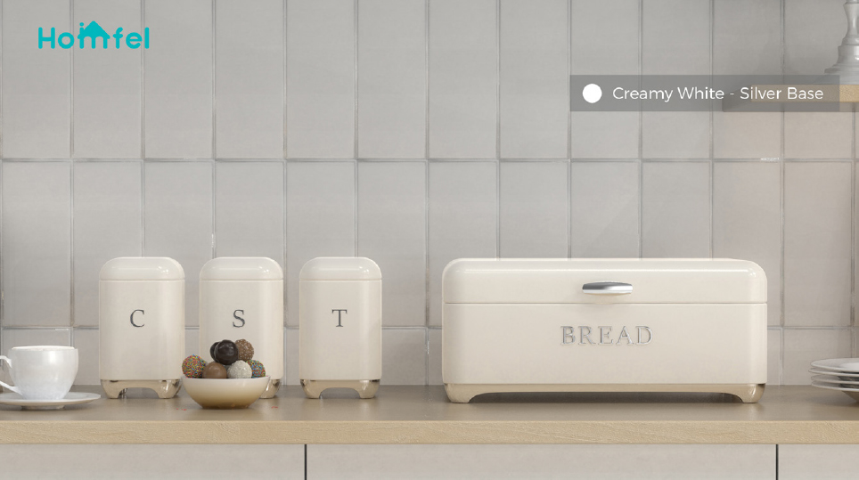 Storage Solution Crown Series Metal Bread Bin Set Tea Can Coffee Can Kitchen Storage Bread Containers Kitchen Organizer Can