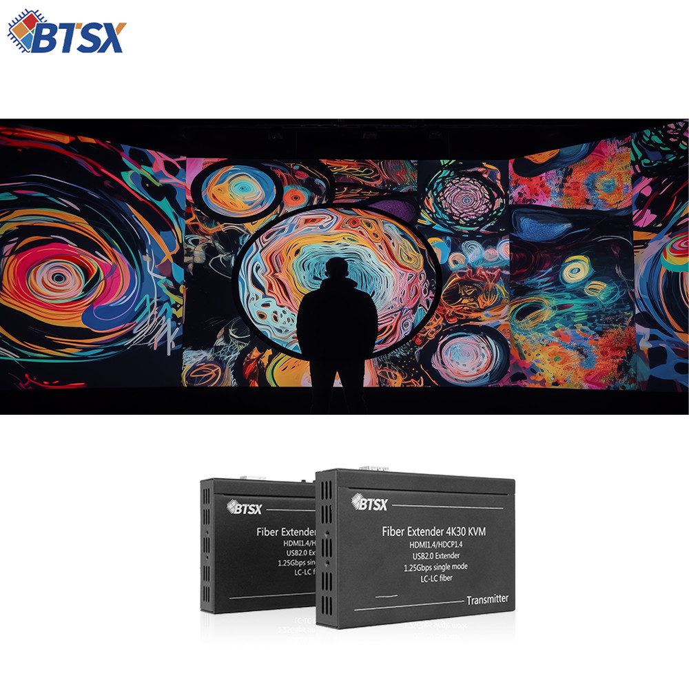 4K HDMI Fiber Extender with KVM and RS232 Professional Zero-Latency HDMI Fiber Optic Extender 4K@30Hz HDMI over Single-Mode Fiber Extender